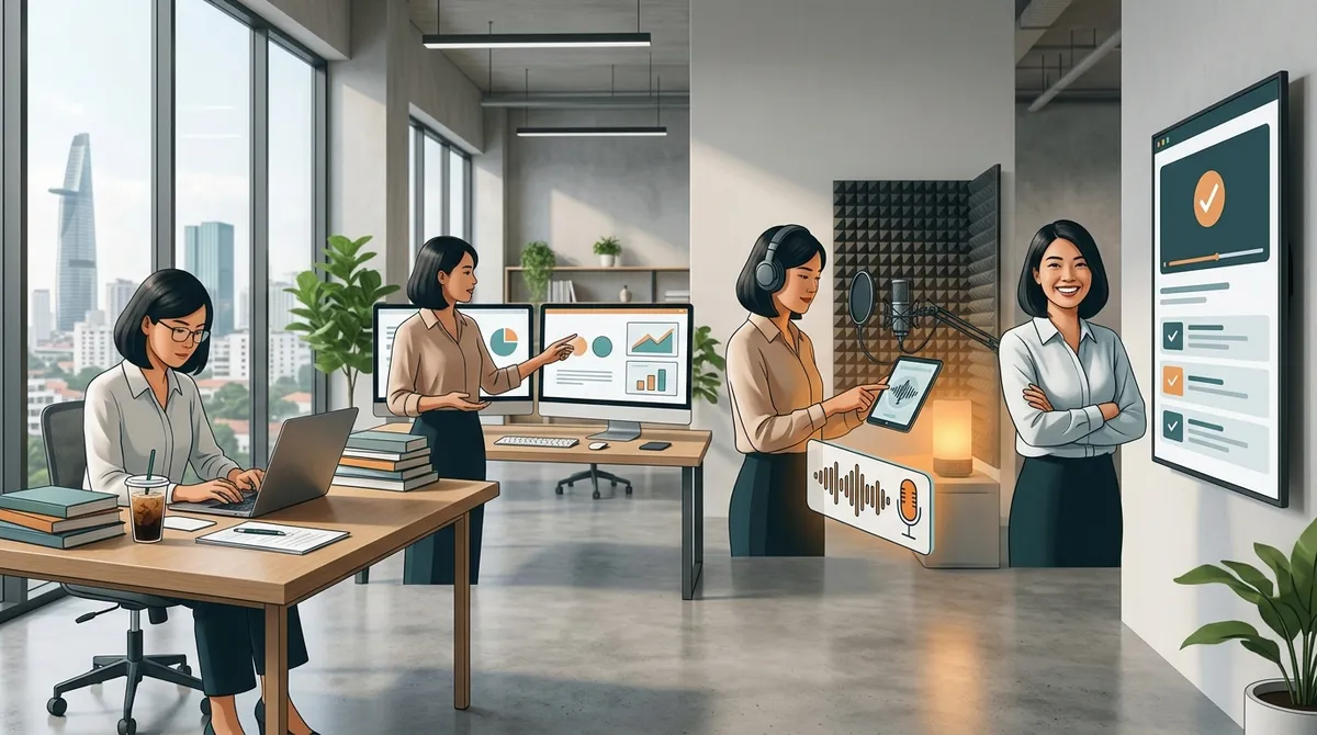 Dựng Khoá Học Online Bằng AI Từ A–Z: Quay, Slide, Giọng Đọc Tự Động